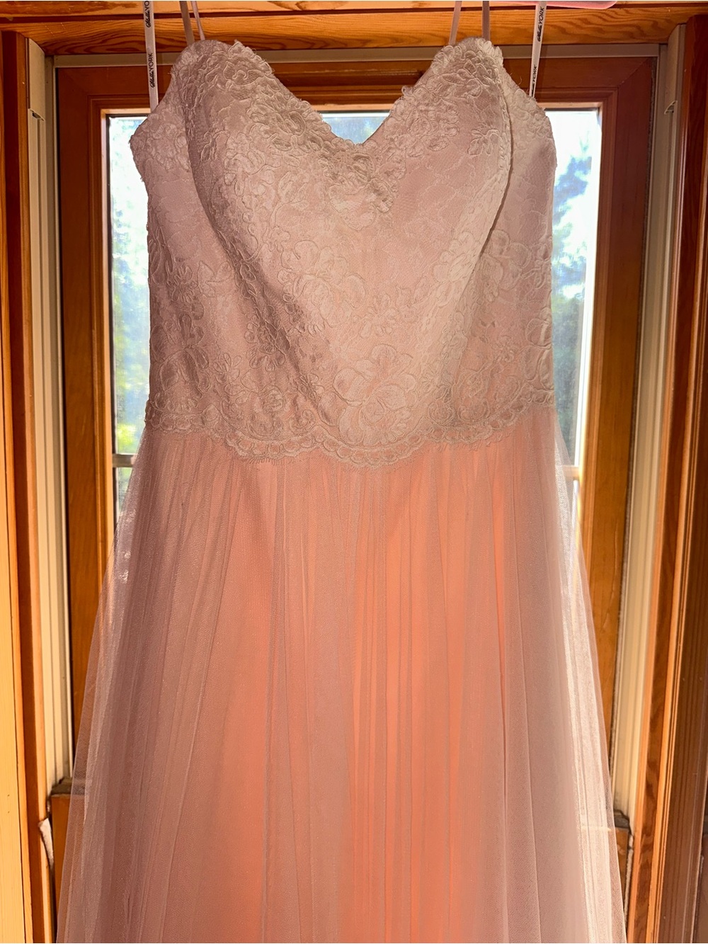Stella York Blush Pink Lace & Tulle Wedding Dress